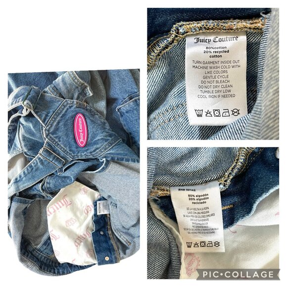 Vintage Juicy Couture Y2K Denim Overalls Pink J Logo Cargo Pockets Size S - Picture 8 of 8
